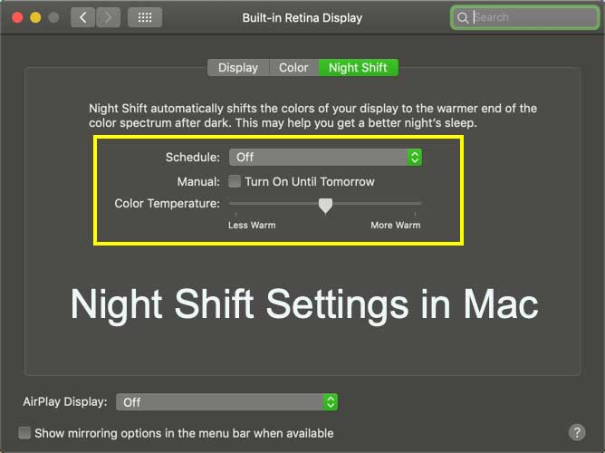 como ativar o modo noturno no Apple macOS
