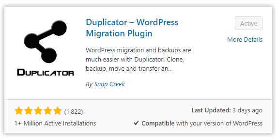 Duplicator Plugin for WordPress Backup
