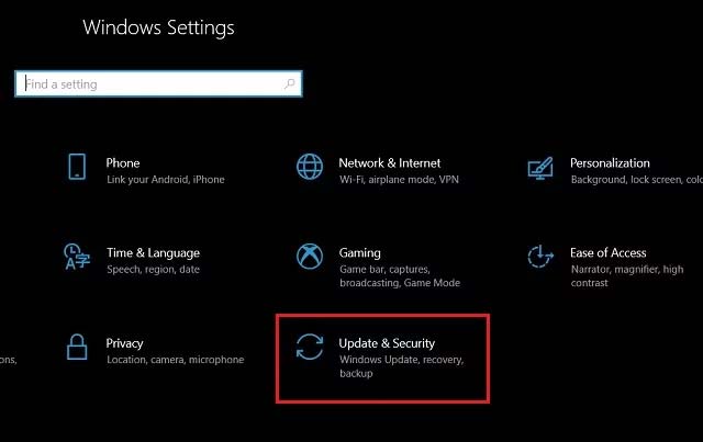 Insira as configurações de segurança do Windows Update