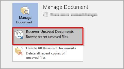 Recover unsaved Word documents