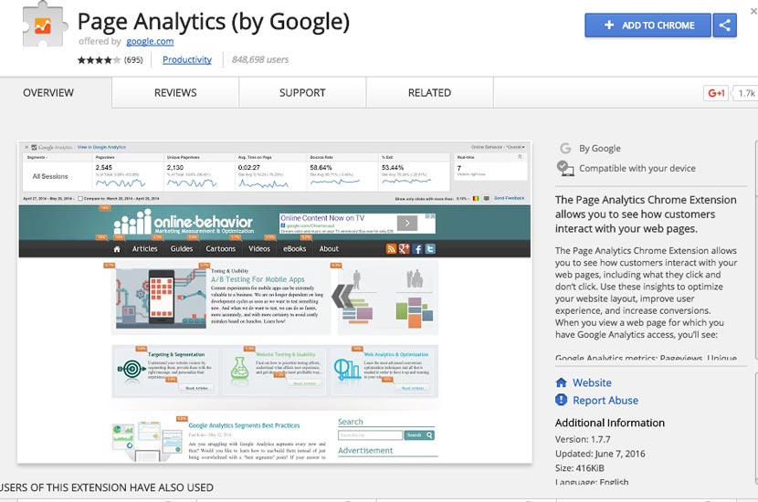 Extensão do Google Page Analytics