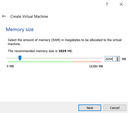Defina o tamanho da RAM da máquina virtual no VirtualBox