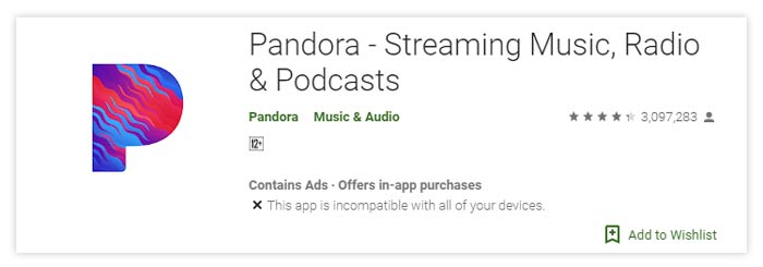 Pandora Streaming Música Rádio Podcast Android