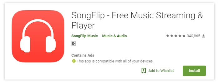 Streaming de música gratuito Songflip Android