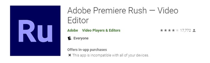 Aplicativo de edição de vídeo para Android Adobe Premiere Rush