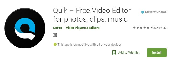 Baixe gratuitamente o aplicativo QUIK para editar vídeos em seu smartphone Android