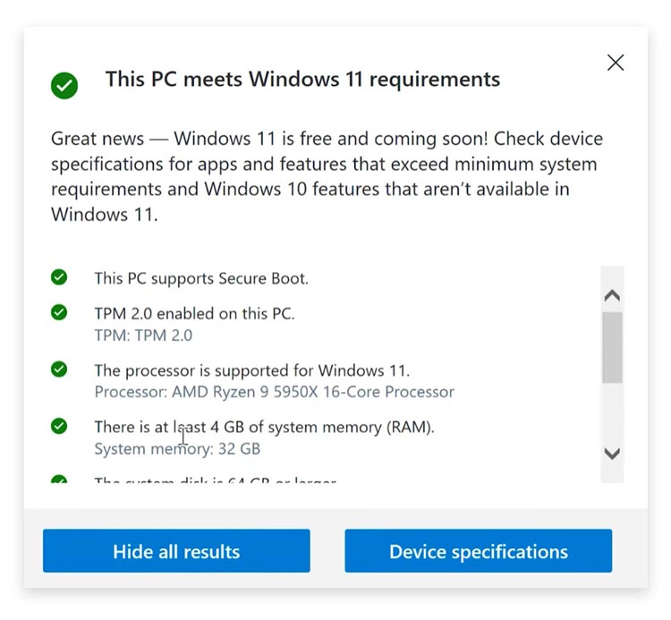 Verificação de requisitos do PC com Windows 11
